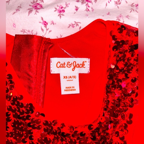 Cat & Jack 4-5 Toddler Girls Red Tutu Sequined Christmas Holiday Party Dress - Picture 2 of 4